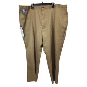 Haggar Size 50 x 29 Men's Premium No Iron Khaki Pants Flat Front